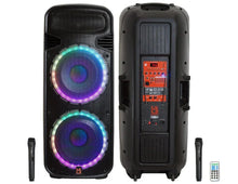 Load image into Gallery viewer, MR DJ PBX6300BAT 4500 Watts Dual 15" Rechargeable PA DJ Party Speaker Bluetooth, Light, Echo, MIC