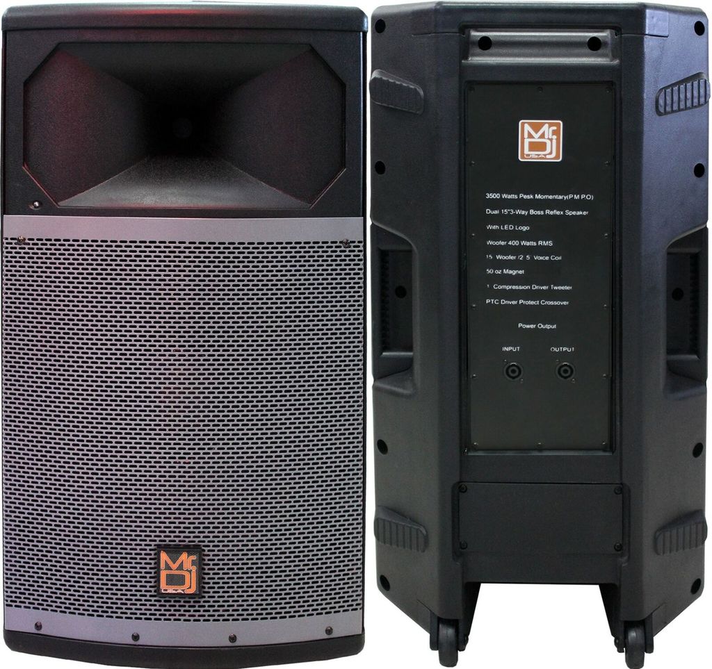 MR DJ PRO115BT & PRO115S PA DJ Active & Passive Speaker & Stands Professional PRO PA DJ 15” 2-Way Full-Range Active & Passive Loudspeaker