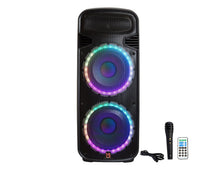 Load image into Gallery viewer, Mr Dj PSBAT6200 Dual 15-Inch 4000 Watt Max Power 3 Way Party Speaker with Built-In Bluetooth &amp; Rechargeable Battery