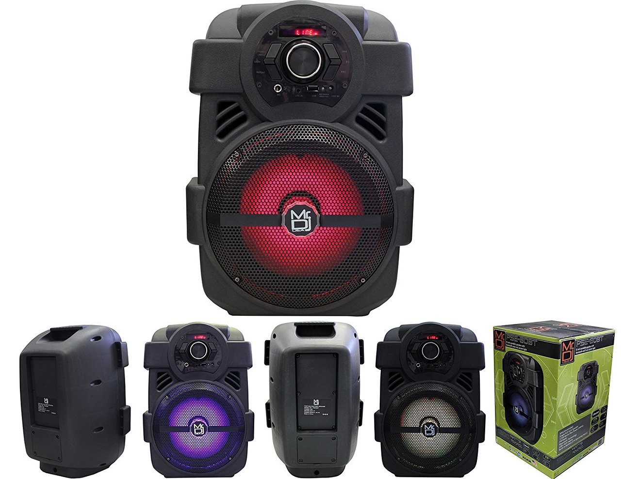 4 MR DJ PSE-80BT 8” Portable Active Speaker<BR/> 8” Portable Active Speaker with Rechargeable Battery Party Speaker with Bluetooth 1200 Watts P.M.P.O