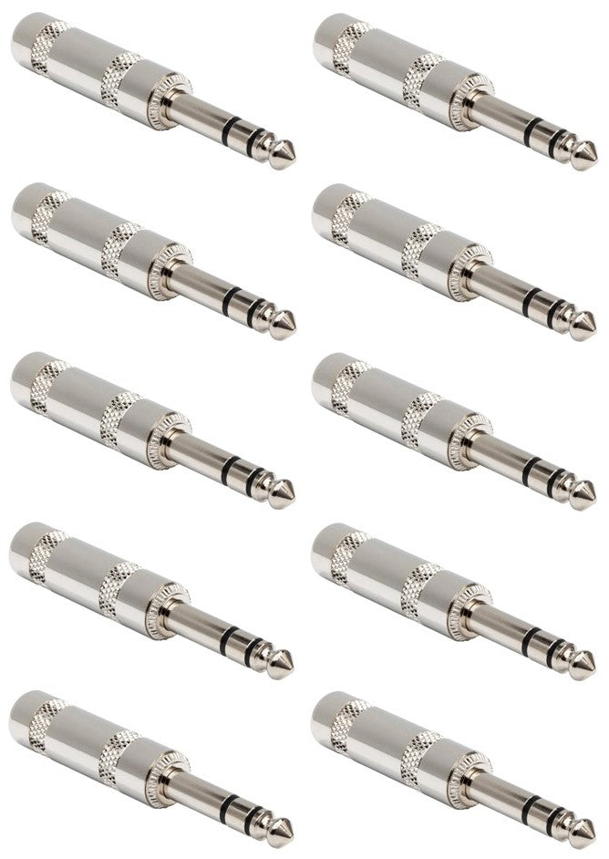 MR DJ QMHS10 Stereo 1/4" 6.35mm Male Audio Plug Connectors 10 Pack