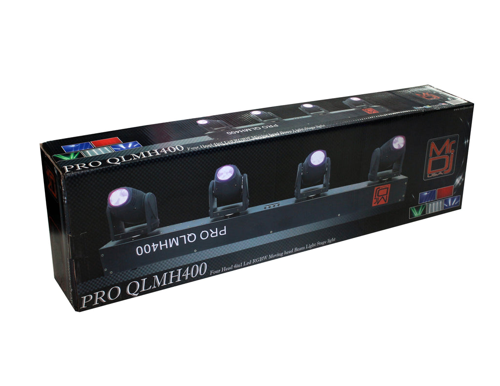 MR DJ QLMH400 150W 4-Head RGBW LED Beam Moving Head Bar Strobe Light Spot Stage Lighting