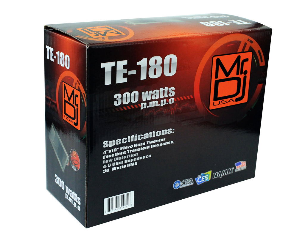 MR DJ TE-180 4"x10" 300W PRO Audio PA/DJ Wide Screw-ON Type Piezo Compression Horn Tweeter