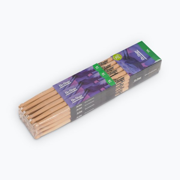 On-Stage MW7A Maple Drum Sticks (7A, Wood Tip, 12pr)
