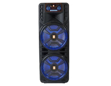 Load image into Gallery viewer, MR DJ NEWYORK 2.0 Dual 12” Rechargeable Bluetooth Party Speaker, 4000W Portable PA System with Flame LED Lights, 2 Wireless Microphones, TWS Stereo, USB, FM Radio