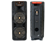 Load image into Gallery viewer, 2 MR DJ NEWYORK 2.0 Dual 12” Rechargeable Bluetooth Party Speaker 4000W Portable PA System with Flame LED Lights 2 Wireless Microphones TWS Stereo USB FM Radio