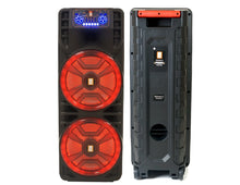 Load image into Gallery viewer, MR DJ NEWYORK 2.0 Dual 12” Rechargeable Bluetooth Party Speaker, 4000W Portable PA System with Flame LED Lights, 2 Wireless Microphones, TWS Stereo, USB, FM Radio