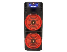 Load image into Gallery viewer, 2 MR DJ NEWYORK 2.0 Dual 12” Rechargeable Bluetooth Party Speaker 4000W Portable PA System with Flame LED Lights 2 Wireless Microphones TWS Stereo USB FM Radio