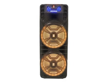 Load image into Gallery viewer, 2 MR DJ NEWYORK 2.0 Dual 12” Rechargeable Bluetooth Party Speaker 4000W Portable PA System with Flame LED Lights 2 Wireless Microphones TWS Stereo USB FM Radio
