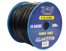 Load image into Gallery viewer, Absolute USA P16-500BK 16 Gauge 500-Feet Spool Primary Power Wire Cable (Black)