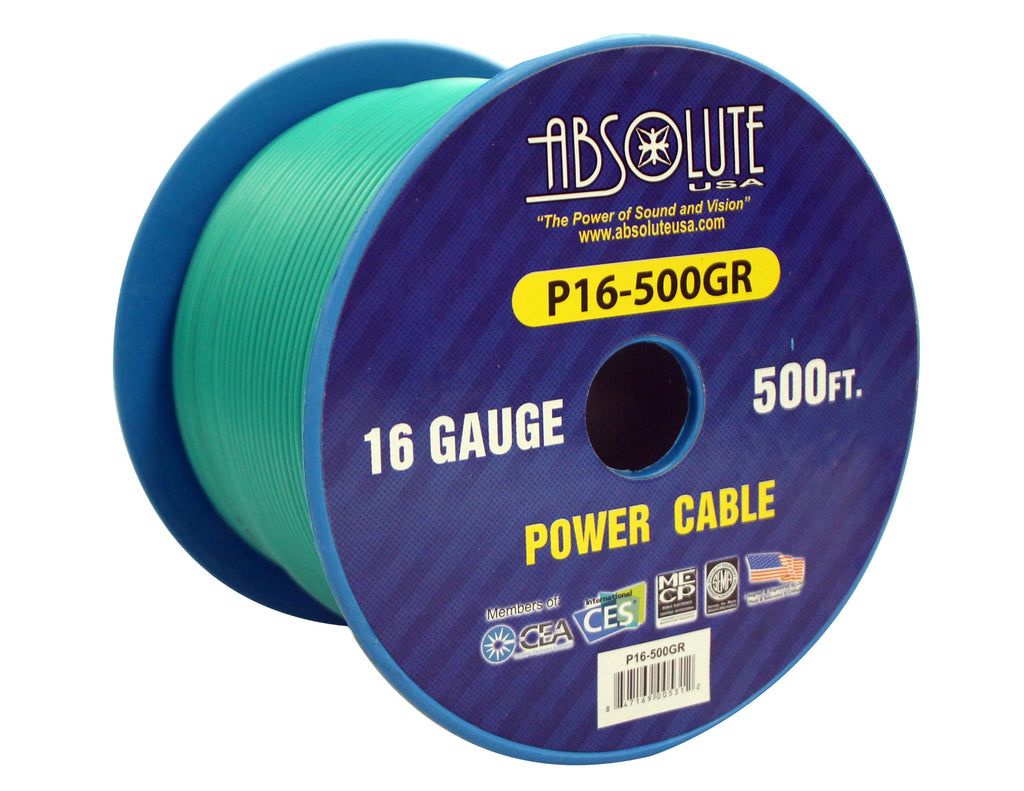 Absolute P16-500GR 16 Gauge 500-Feet Green Spool Primary Remote Power Wire Cable