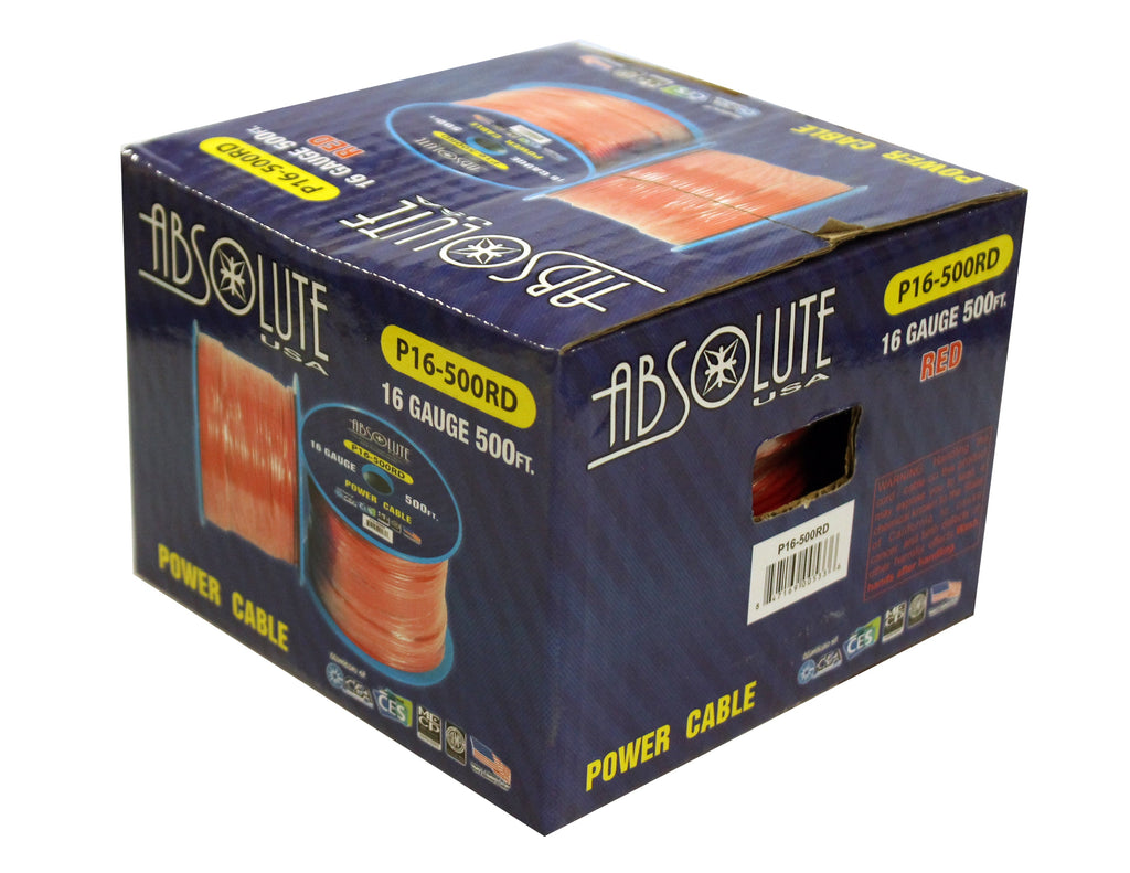 Absolute USA P16-500RD 16 Gauge 500-Feet Spool Primary Power Wire Cable (Red)