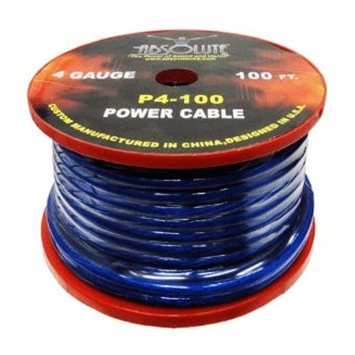 Absolute P4-100BL 100' 4-Gauge Blue Copper Mix Power Ground Wire Cable