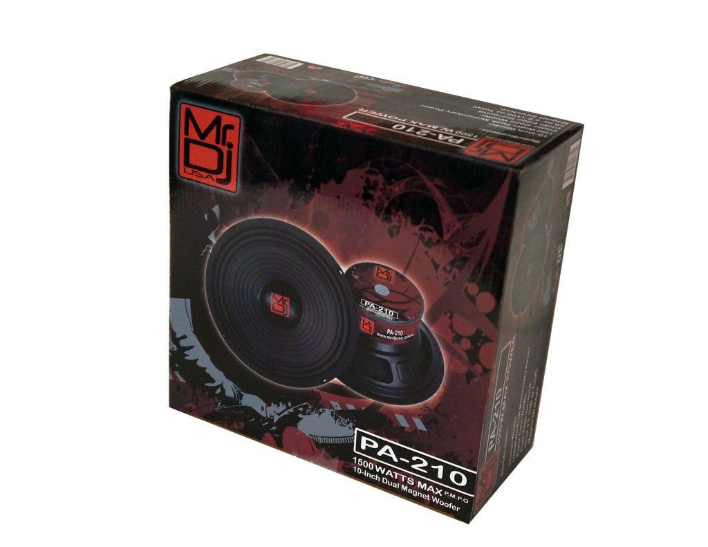 MR DJ PA210 10" 1500W 100 Oz. 8-Ohms Dual Magnet Universal PRO PA/DJ Raw Woofer Subwoofer