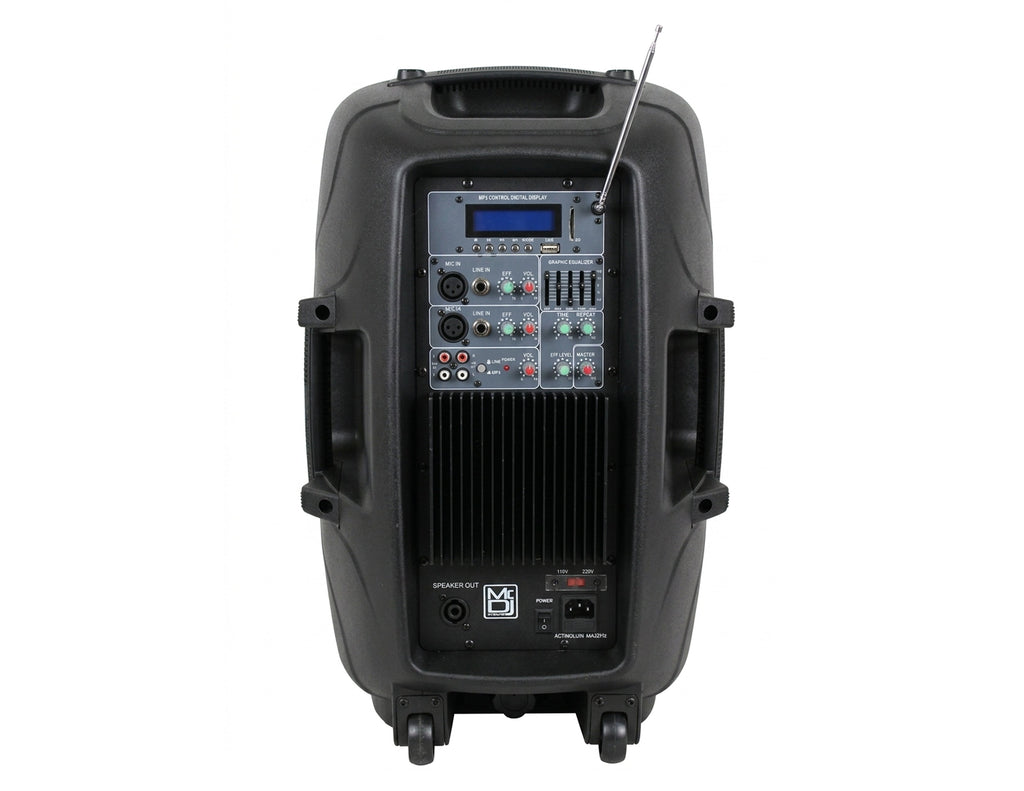 MR DJ PBX2109MP3 1600W 12" Powered PA DJ Active Loudspeaker with USB, SD Card & MP3 Player