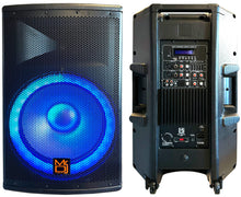 Load image into Gallery viewer, MR DJ PBX4500LED 15" 2-Way PA DJ 4500W Active Powered Bluetooth Karaoke Speaker LED Lighting + Speaker Stand