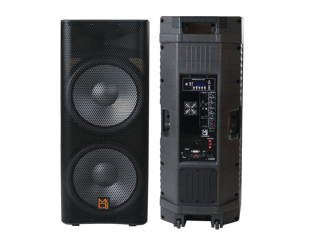 MR DJ PBX6500LED Professional Dual 15" 3-Way Full-Range Powered/Active DJ PA Multipurpose Live Sound Bluetooth Loudspeaker