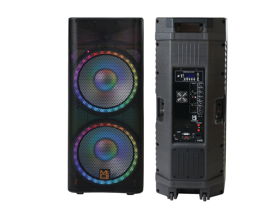 MR DJ PBX6500LED Professional Dual 15" 3-Way Full-Range Powered/Active DJ PA Multipurpose Live Sound Bluetooth Loudspeaker