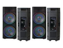 Load image into Gallery viewer, 2 MR DJ PBX6500LED &amp; PBX6500S Dual 15" Full-Range Powered/Active and Passive DJ PA Multipurpose Live Sound Bluetooth 3 Way Loudspeakers