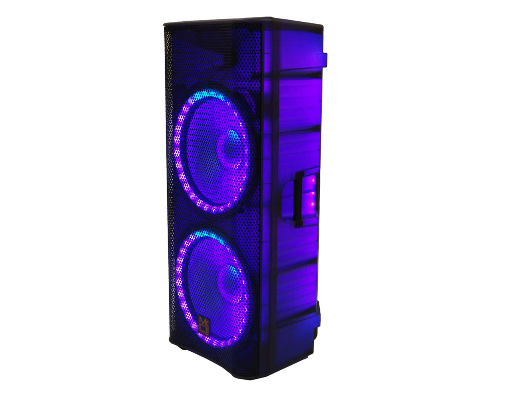 MR DJ PBX6500LED Professional Dual 15" 3-Way Full-Range Powered/Active DJ PA Multipurpose Live Sound Bluetooth Loudspeaker