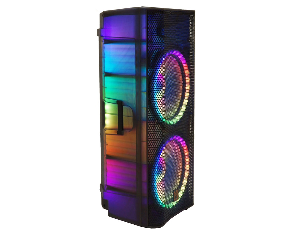 MR DJ PBX6500LED Professional Dual 15" 3-Way Full-Range Powered/Active DJ PA Multipurpose Live Sound Bluetooth Loudspeaker