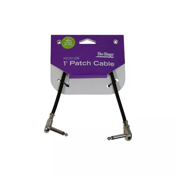 On-Stage PC512B 1' Patch Cable w/ Pancake Connectors (Black)
