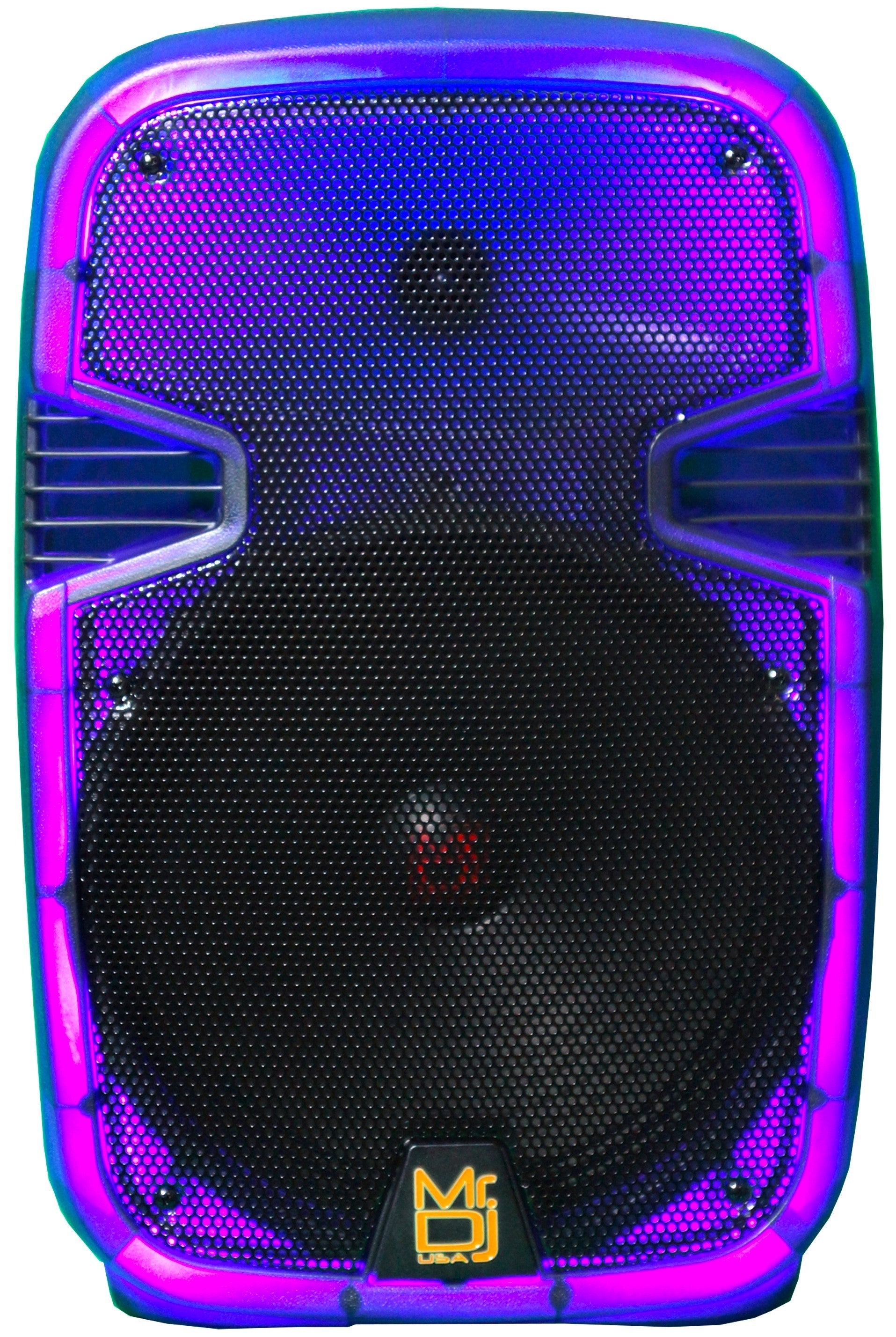 MR DJ PL12FLAME 12" Portable Translucent Trolley PA DJ Active Powered Bluetooth TWS Speaker 3000 Watts LCD/MP3/USB/micro SD