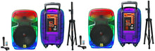 Load image into Gallery viewer, 2 MR DJ PL15FLAME 15" Portable Translucent Bluetooth Speaker + Speaker Stand