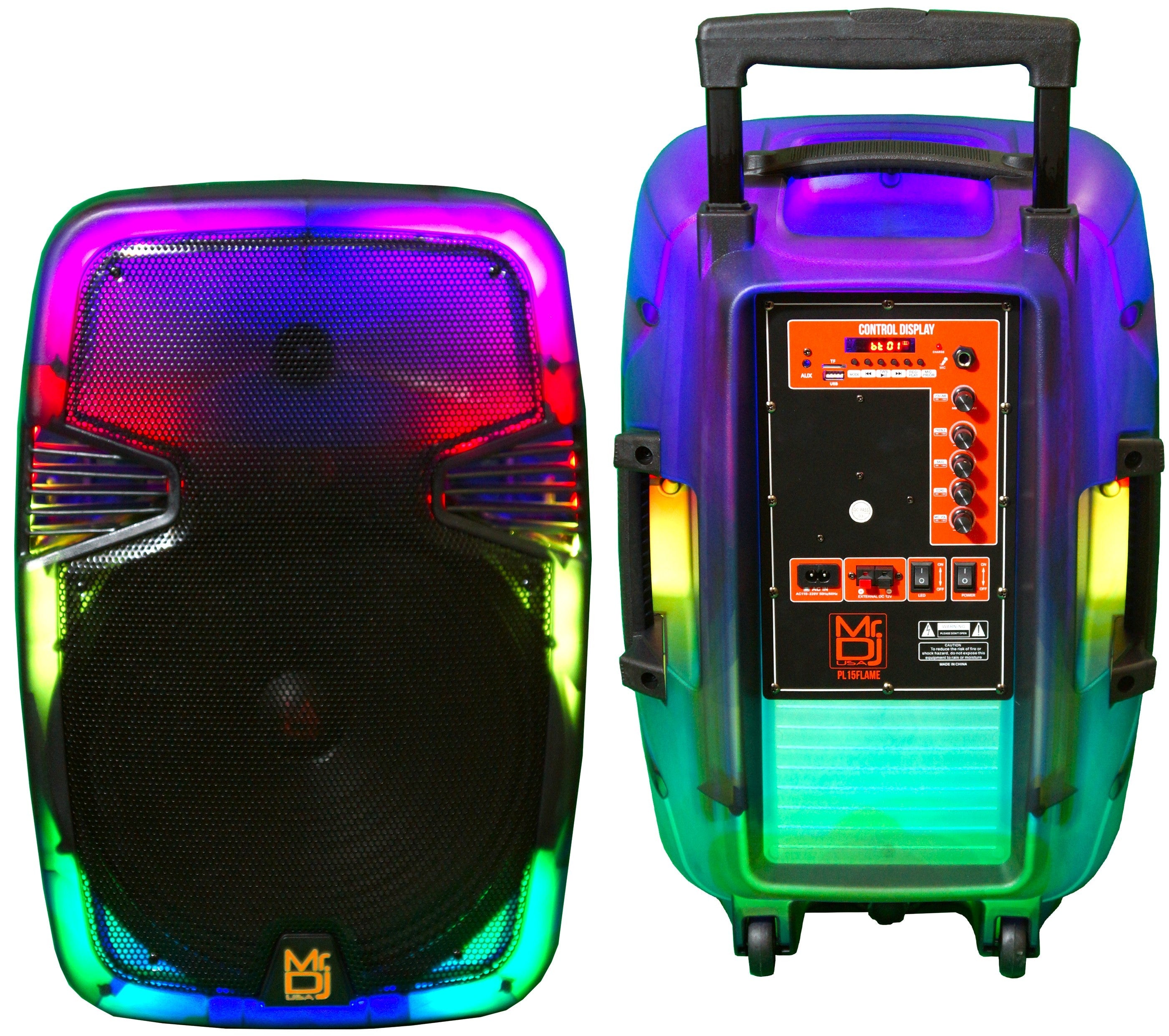 MR DJ PL15FLAME 15" Portable Translucent Bluetooth Speaker