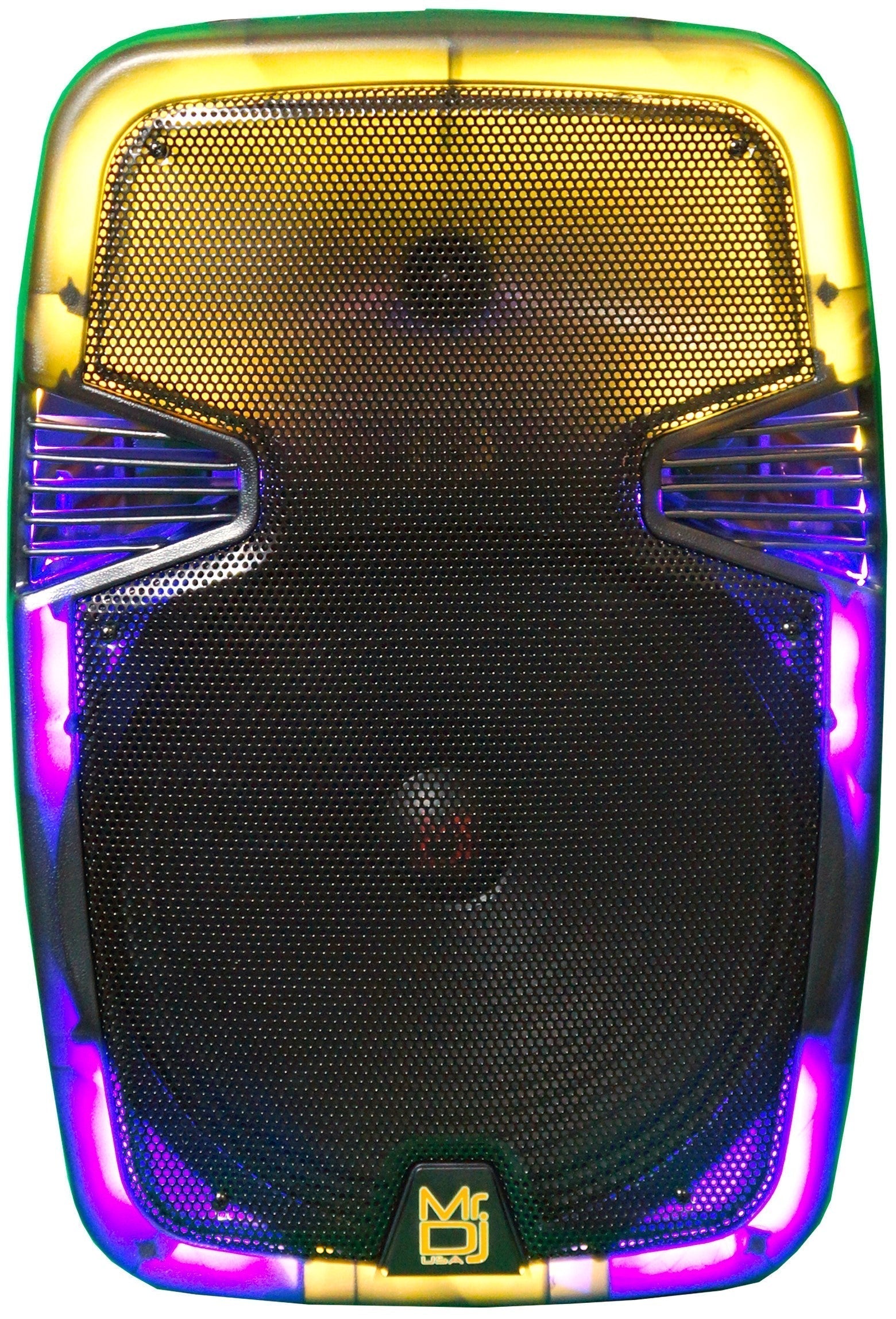 MR DJ PL15FLAME 15" Portable Translucent Bluetooth Speaker + Speaker Stand + 7-LED Moving Head DJ Light