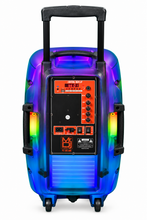 Load image into Gallery viewer, MR DJ PL12FLAME 12" Portable Translucent Bluetooth Speaker + Speaker Stand + 7-LED Moving Head DJ Light