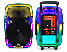 Load image into Gallery viewer, MR DJ PL12FLAME 12" Portable Translucent Bluetooth Speaker + Speaker Stand + 7-LED Moving Head DJ Light