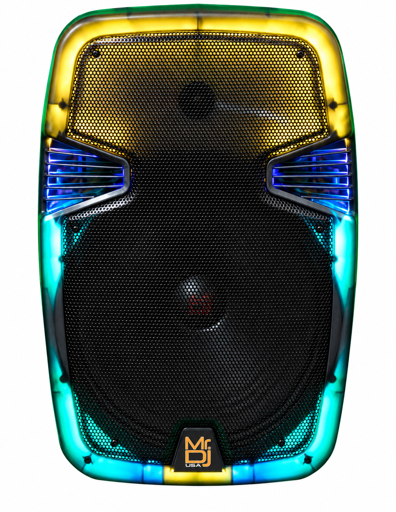 MR DJ PL12FLAME 12" Portable Translucent Bluetooth Speaker + Speaker Stand + 7-LED Moving Head DJ Light