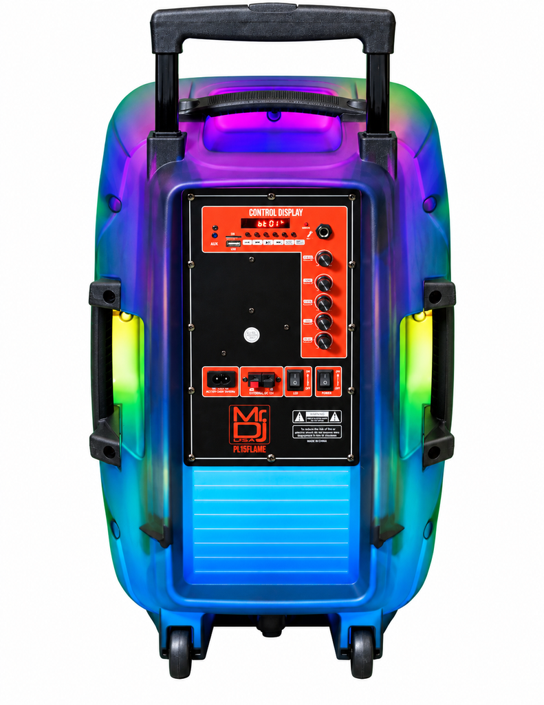 MR DJ PL12FLAME 12" Portable Translucent Bluetooth Speaker + Speaker Stand + 7-LED Moving Head DJ Light