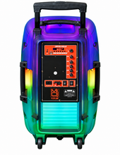 Load image into Gallery viewer, MR DJ PL12FLAME 12" Portable Translucent Bluetooth Speaker + Speaker Stand + 7-LED Moving Head DJ Light