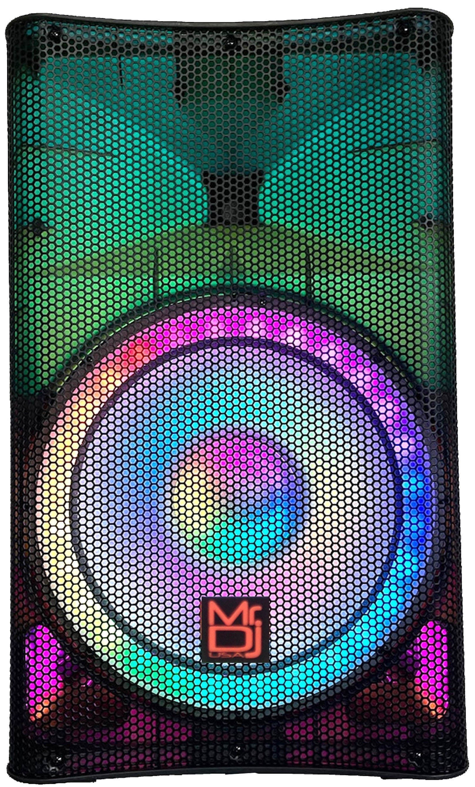 MR DJ 5200W Bluetooth PA Speaker with LED Party Lights, 3-Channel Mixer, High-Power 15-Inch Woofer for DJs & Parties, User-Friendly Design for Enthusiasts