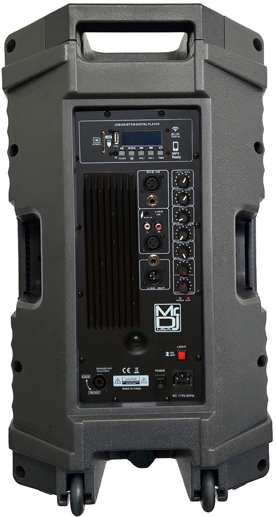 MR DJ PLED5200 PRO PA DJ 15" Portable Active Bluetooth/MP3/FM Radio Speaker + Speaker Stand