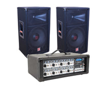 Load image into Gallery viewer, MR DJ PMX8500 3000 Watts Powered 8 Channel Mixer with Bluetooth + 2 12" 2way Speakers