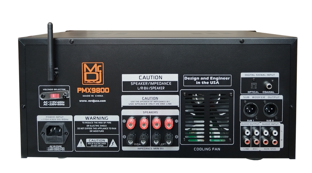 MR DJ PMX9800 5000W PA DJ Audio Mixer Powered Soundboard EQ DSP Bluetooth FM