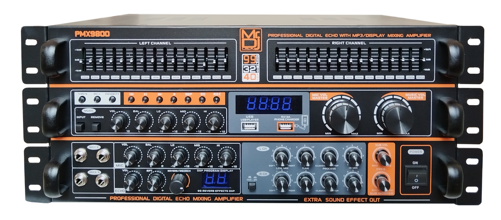 MR DJ PMX9800 5000W PA DJ Audio Mixer Powered Soundboard EQ DSP Bluetooth FM