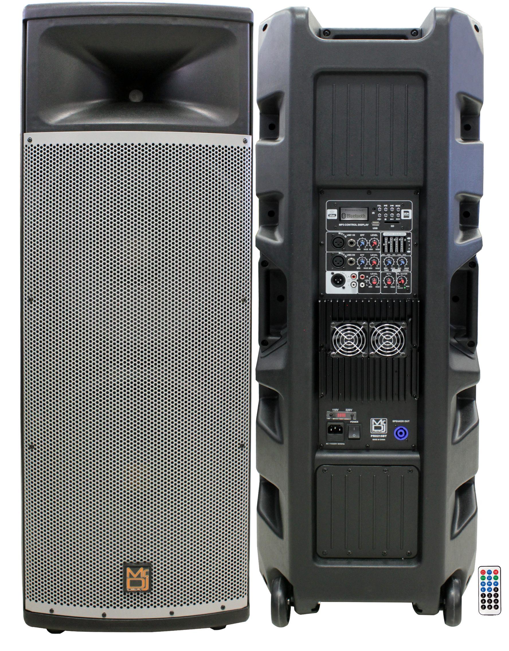 MR DJ PRO215BT PRO PA DJ Dual 15” 3-Way Powered/Active DJ PA Multipurpose Live Sound Loudspeaker