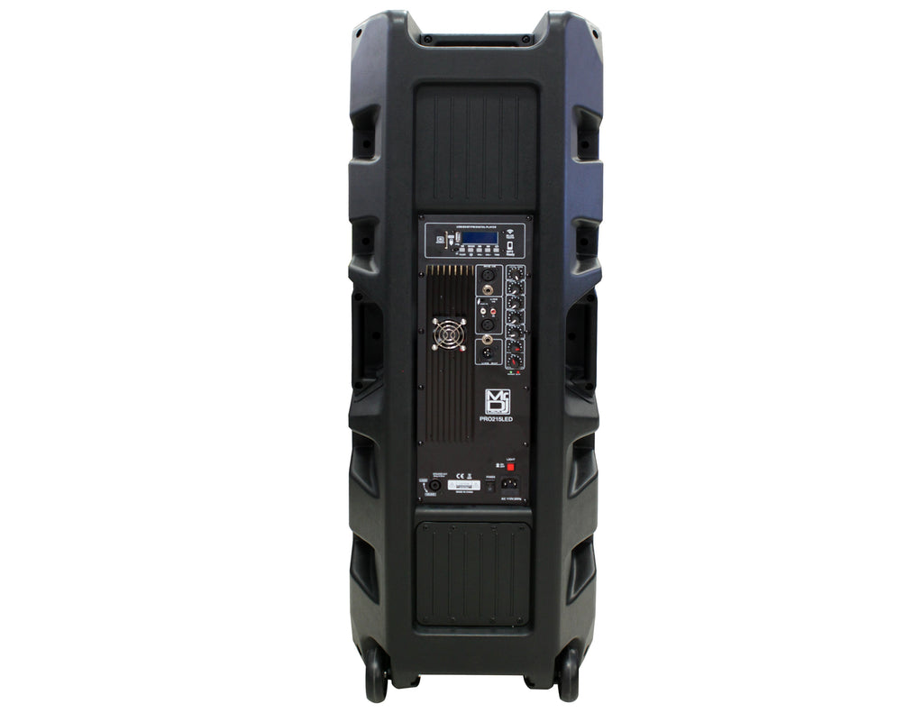 MR DJ PRO215LED Professional Dual 2x15" 5500W PA DJ Powered Bluetooth Speaker