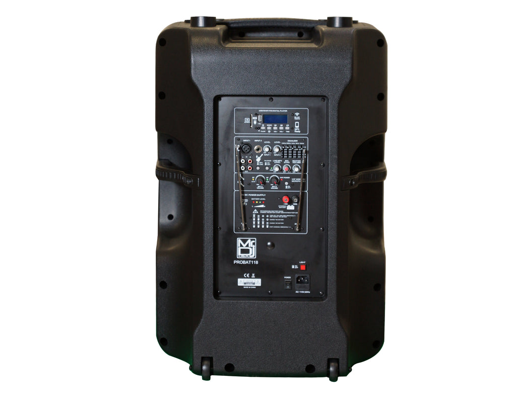 MR DJ PROBAT118 18" 4000W Power Bluetooth DJ Speaker Battery/Amplifier/SD/USB/FM
