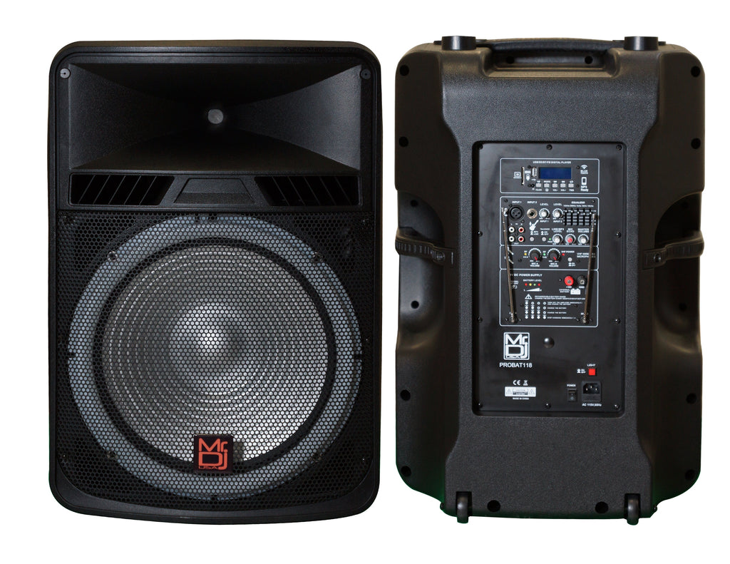 MR DJ PROBAT118 18" 4000W Power Bluetooth DJ Speaker Battery/Amplifier/SD/USB/FM