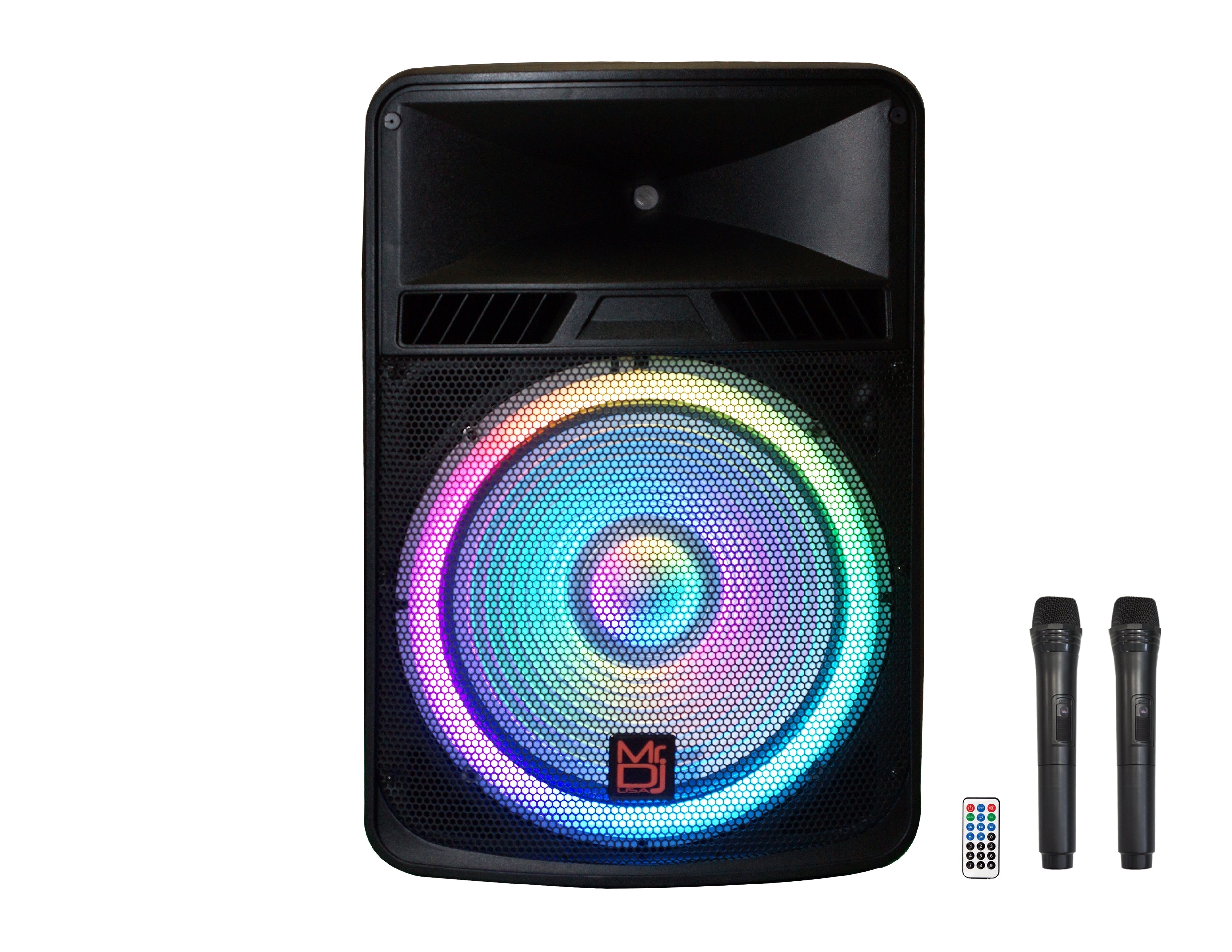 2 18" Speaker Built-in Battery/Bluetooth/Amplifier/SD/USB/FM Radio + Stand