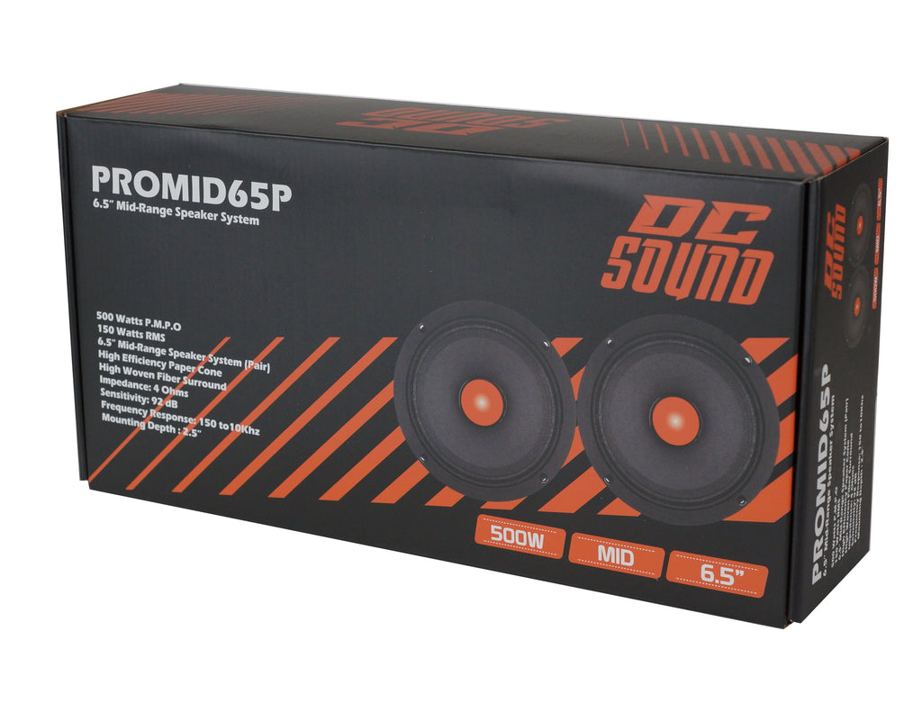 2 DC Sound PROMID65P 6.5" 500W Mid-Range Aluminum Bullet Loudspeaker + Flat Box