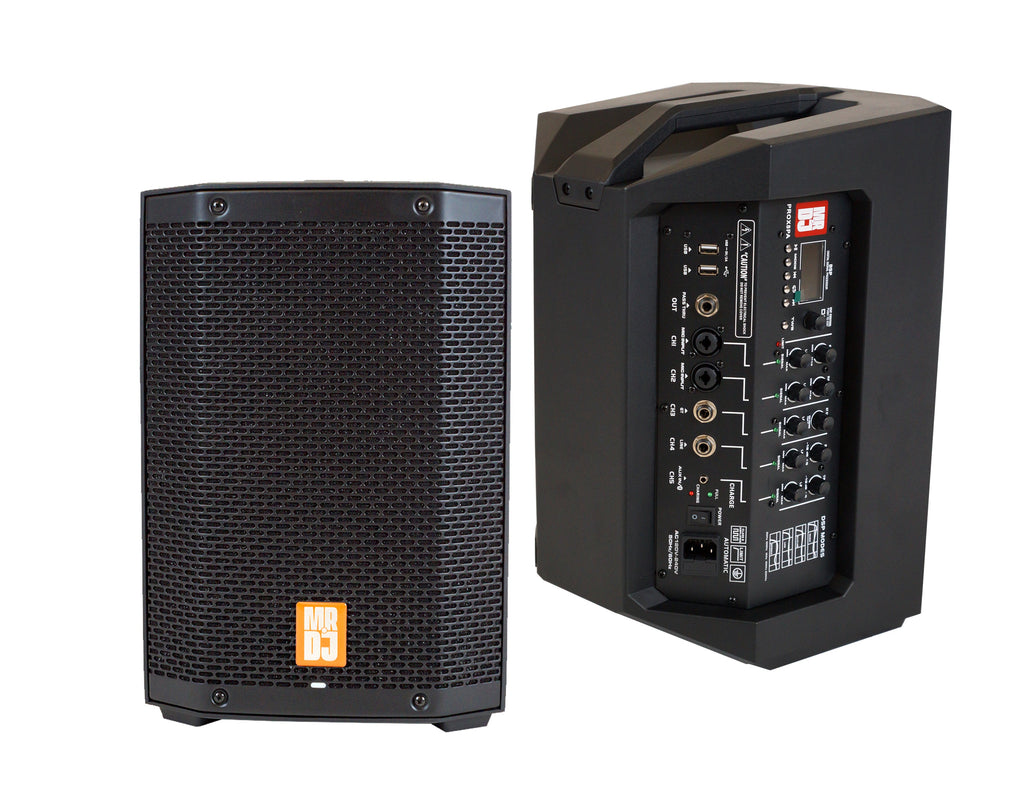 MR DJ PROX8PA PRO Battery Powered Active Portable PA Speaker All-in-One + Stand