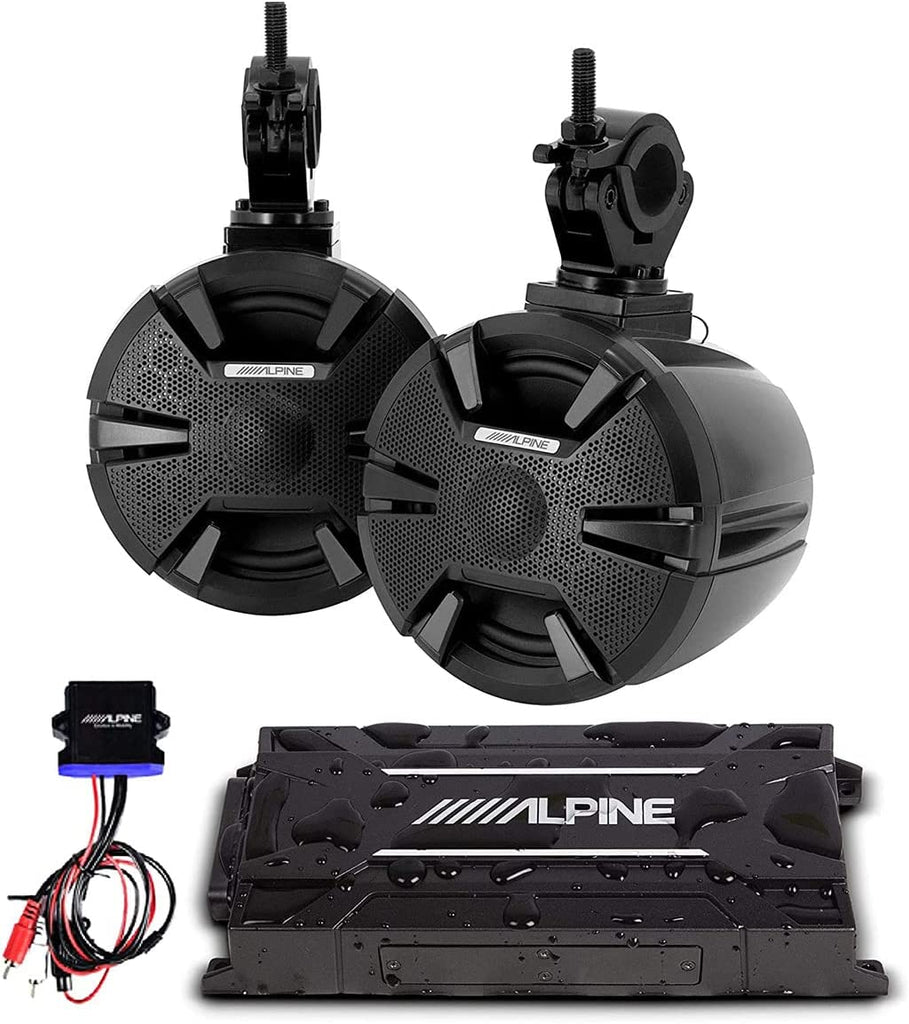 Alpine PSS-SX01-PWR 6.5" Enclosed 2-Way Speakers with KTA-30FW Amplifier and Bluetooth Receiver