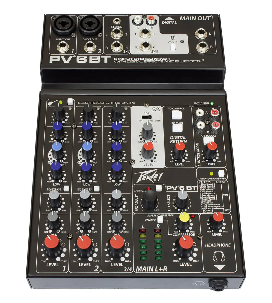 Peavey PV 6 Mixer - Ideal for Live Shows, Recording, Podcasting