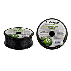 Install Bay PWBK18500 Primary Wire 18 Gauge All Copper Black Coil - 500 ft